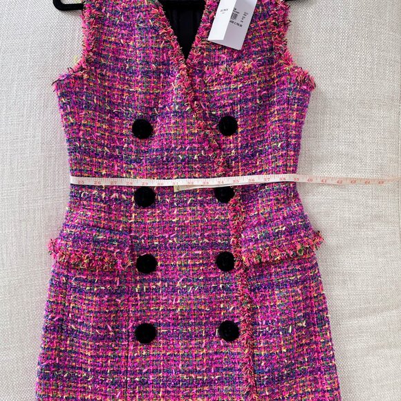 NEW WITH TAGS!!! BALMAIN Double-breasted tweed minidress PINK SIZE 40FR - 8US - Picture 8 of 13